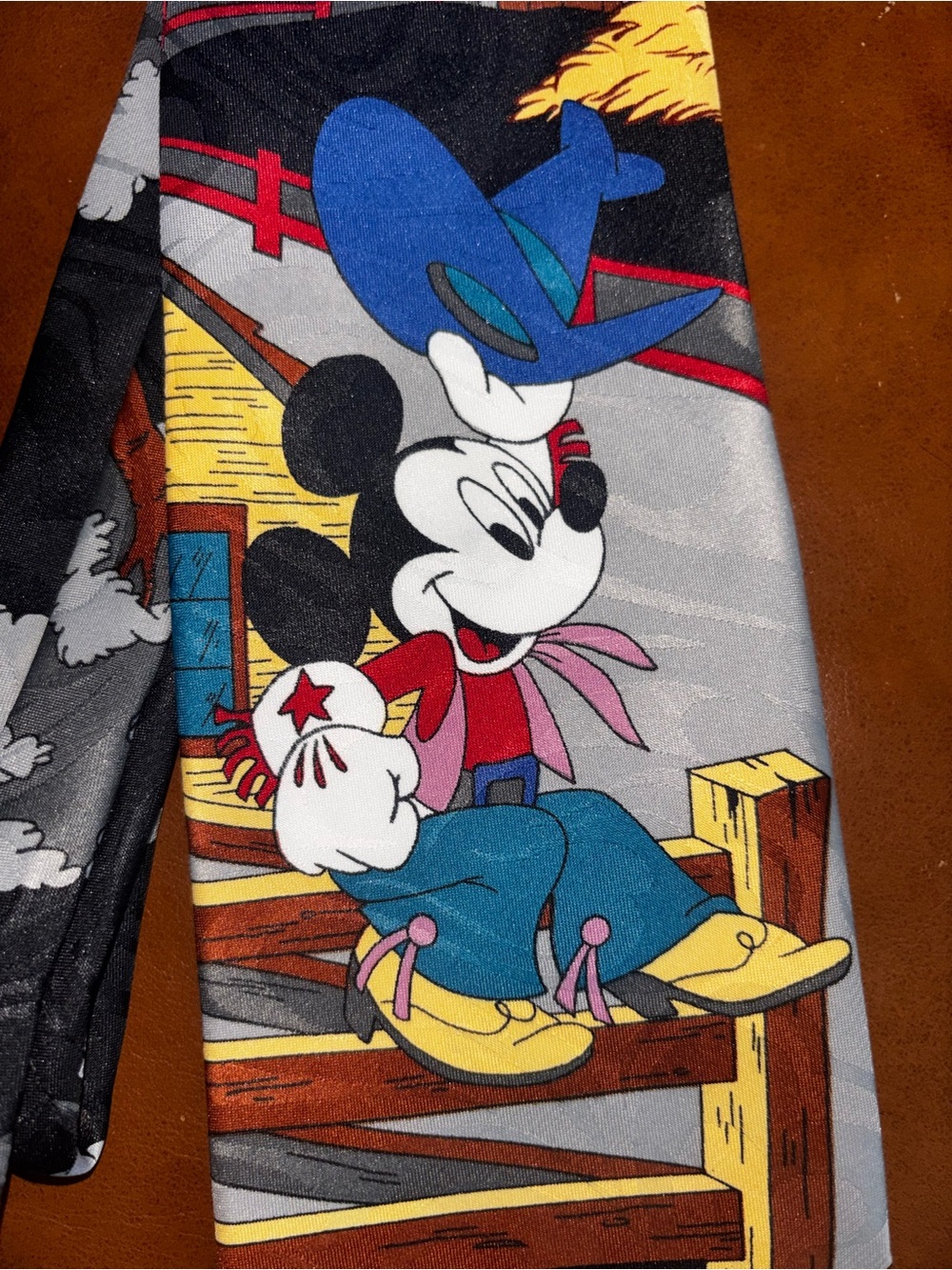 Vintage Disney Mickey Mouse Cowboy Novelty Tie Balancine Tie Works - Picture 2 of 3